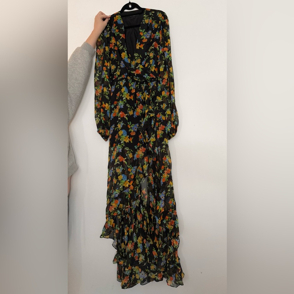 Caroline Constas Black Floral Long Sleeve Dress